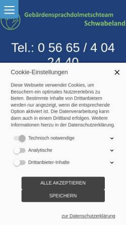 Vorschau der mobilen Webseite www.schwabeland.de, Gebärdensprachdolmetscher Schwabeland