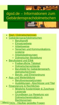 Vorschau der mobilen Webseite www.dgsd.de, Informationen zum Gebärdensprachdolmetschen