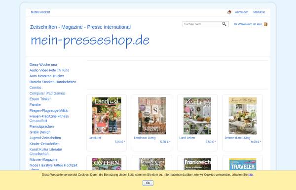 Vorschau von www.mein-presseshop.de, Mein-presseshop, Gerhard & Marianne Lang GbR