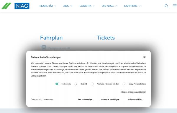 Vorschau von www.niag-online.de, Niederrheinische Verkehrsbetriebe Aktiengesellschaft (NIAG)