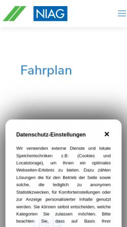 Vorschau der mobilen Webseite www.niag-online.de, Niederrheinische Verkehrsbetriebe Aktiengesellschaft (NIAG)