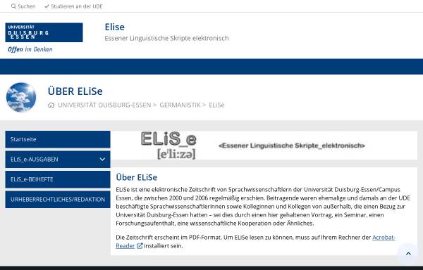 Vorschau von www.uni-due.de, Essener Linguistische Skripte - elektronisch (ELiSe)