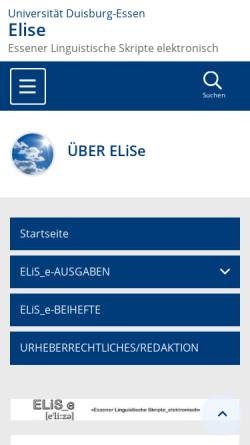 Vorschau der mobilen Webseite www.uni-due.de, Essener Linguistische Skripte - elektronisch (ELiSe)