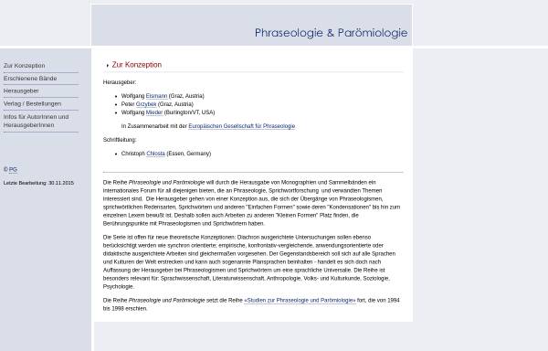 Vorschau von www.phraseologie.net, Phraseologie und Parömiologie
