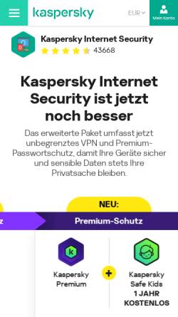 Vorschau der mobilen Webseite www.kaspersky.com, Kaspersky Internet Security