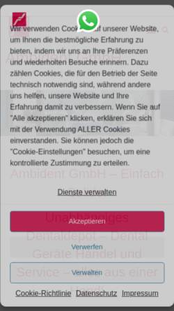 Vorschau der mobilen Webseite ambident.de, Ambident GmbH - Dentalgeräte, Handel, Versand & Service