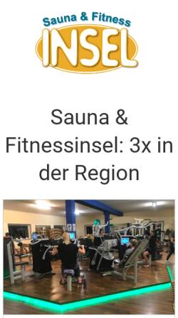 Vorschau der mobilen Webseite sauna-fitnessinsel.de, Sauna und Fitnessinsel im Alpenbad