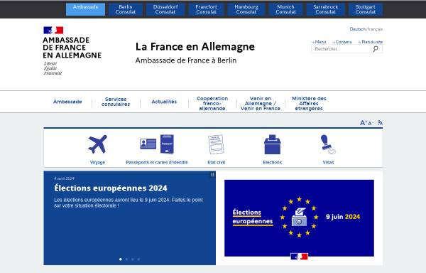 Vorschau von www.ambafrance-de.org, Französische Botschaft in der Bundesrepublik Deutschland