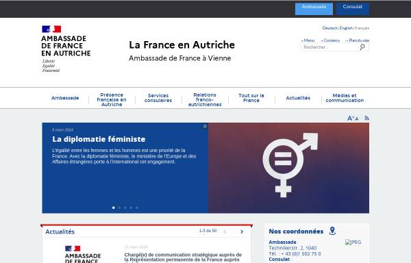 Vorschau von www.ambafrance-at.org, Französische Botschaft in Österreich