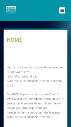 Vorschau der mobilen Webseite www.bgsd-bayern.de, Berufsfachverband der GebärdensprachdolmetscherInnen Bayern e.V.