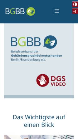 Vorschau der mobilen Webseite www.bgbb.de, Berufsverband der Gebärdensprachdolmetscher/innen Berlin/Brandenburg (BGBB) e.V.