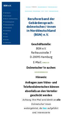 Vorschau der mobilen Webseite www.bgn-ev.de, Berufsverband der Gebärdensprachdolmetscher/innen in Norddeutschland e. V. (BGN)