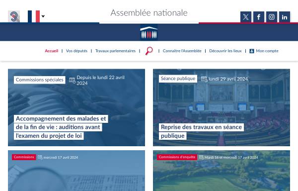 Vorschau von www.assemblee-nationale.fr, Die französische Nationalversammlung