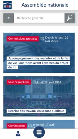 Vorschau der mobilen Webseite www.assemblee-nationale.fr, Die französische Nationalversammlung