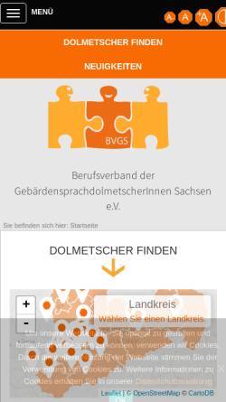 Vorschau der mobilen Webseite www.bvg-sachsen.de, Berufsverband der Gebärdensprachdolmetscher/innen Sachsen e. V. (BVGS)