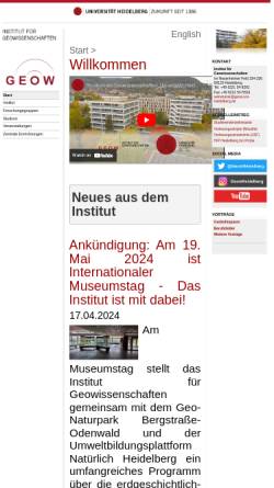 Vorschau der mobilen Webseite www.geow.uni-heidelberg.de, Geologisch-Paläontologisches Institut der Ruprecht-Karls-Universität Heidelberg