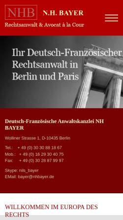 Vorschau der mobilen Webseite www.nhbayer.de, Bayer Nils H.