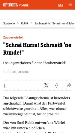 Vorschau der mobilen Webseite www.spiegel.de, Spiegel.de, Schrei Hurra! Schmeiß 'ne Runde!