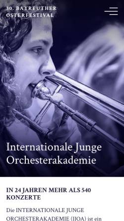 Vorschau der mobilen Webseite www.ijoa.de, IJOA - Internationale junge Orchester Akademie