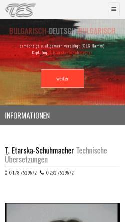 Vorschau der mobilen Webseite www.b2b-translation.de, TES Technische Übresetzungen Etarska Schuhmacher