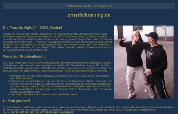 Vorschau von www.ernstfalltraining.de, Ernstfalltraining für Frauen in Nürnberg