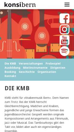 Vorschau der mobilen Webseite www.kmbern.ch, Knabenmusik Bern