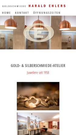 Vorschau der mobilen Webseite www.goldschmiede-ehlers.de, Goldschmiedemeister Harald Ehlers