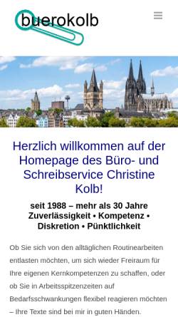 Vorschau der mobilen Webseite buerokolb.de, Schreib- & Büroservice Christine Kolb