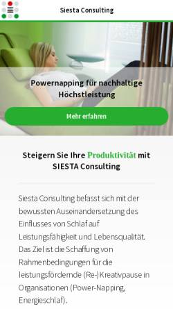 Vorschau der mobilen Webseite siesta-consulting.com, Siesta-Consulting - Energie-Schlaf