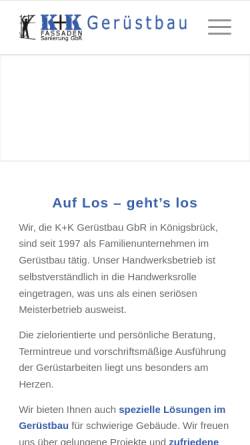 Vorschau der mobilen Webseite www.kk-geruestbau.de, K+K Gerüstbau, Fassadensanierung GbR