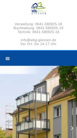 Vorschau der mobilen Webseite wbg-giessen.de, Wohnbau Genossenschaft Gießen e. G.
