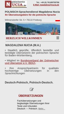 Vorschau der mobilen Webseite polnischservice.nucia.de, Polnisch-Sprachendienst Magdalena Nucia