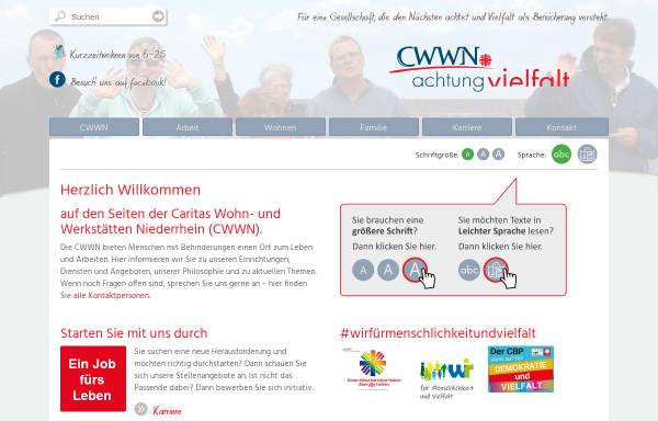 Vorschau von www.cwwn.de, Caritas Wohn- und Werkstätten Niederrhein GmbH