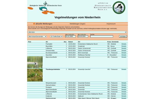 Vorschau von www.vogelmeldung.de, Vogelmeldungen vom Niederrhein