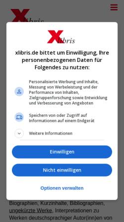 Vorschau der mobilen Webseite www.xlibris.de, Xlibris - deutsche Literatur, Autoren und literarische Epochen