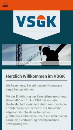 Vorschau der mobilen Webseite www.sigeko.org, Verband der Sicherheits- und Gesundheitsschutzkoordinatoren Deutschlands e.V.