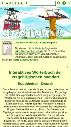 Vorschau der mobilen Webseite www.erzgebirgisch.de, Wörterbuch Erzgebirgisch - Deutsch