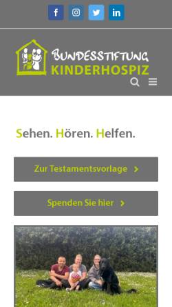 Vorschau der mobilen Webseite bundesstiftung-kinderhospiz.de, Bundesstiftung Kinderhospiz