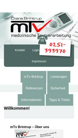 Vorschau der mobilen Webseite www.medizinische-textverarbeitung-muenster.de, Medizinische Textverarbeitung Münster - Diana Brintrup