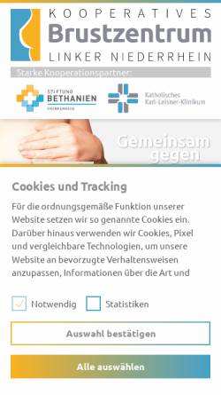 Vorschau der mobilen Webseite www.brustzentrum-linker-niederrhein.de, Brustzentrum Linker Niederrhein