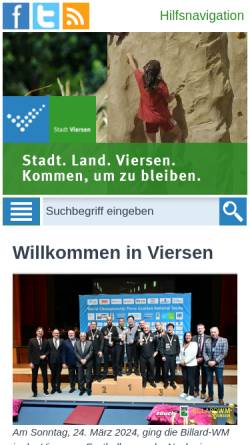Vorschau der mobilen Webseite www.viersen.de, Stadt Viersen