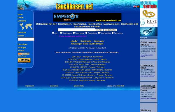 Vorschau von www.tauchbasen.net, Tauchbasen Datenbank
