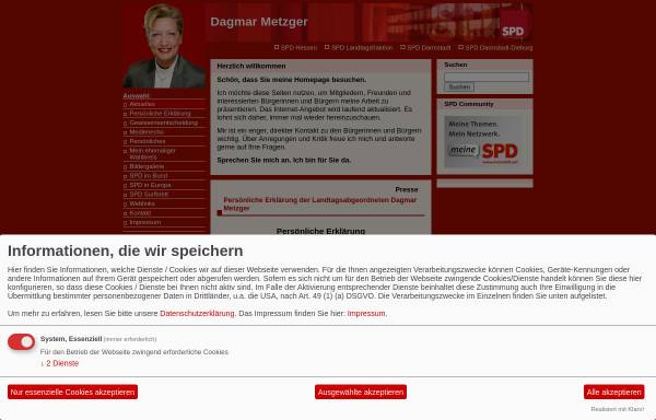 Vorschau von www.dagmar-metzger.de, Metzger, Dagmar SPD