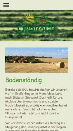 Vorschau der mobilen Webseite www.biotopia-greifenhagen.de, Biotopia-Greifenhagen