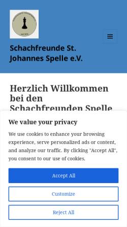 Vorschau der mobilen Webseite www.sf-spelle.de, Schachfreunde St. Johannes Spelle