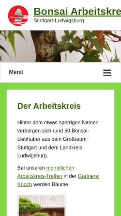 Vorschau der mobilen Webseite www.bonsai-stuttgart-ludwigsburg.de, Bonsai-Arbeitskreis Stuttgart-Ludwigsburg