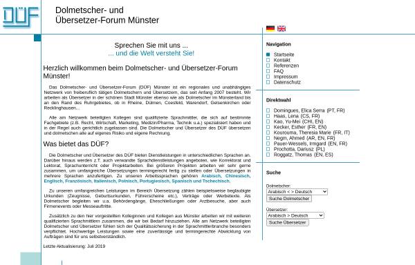 Vorschau von www.duef-ms.de, Dolmetscher- und Übersetzer-Forum Münster