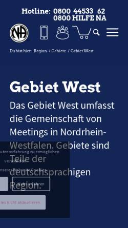 Vorschau der mobilen Webseite www.na-west.de, Narcotics Anonymous (NA), Gebiet West