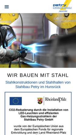 Vorschau der mobilen Webseite www.petry.de, Stahlbau Petry GmbH