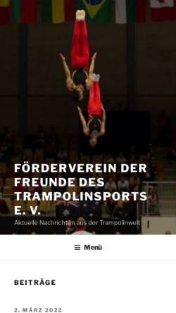 Vorschau der mobilen Webseite www.trampolin-foerderverein.de, Förderverein der Freunde des Trampolinsports in Deutschland